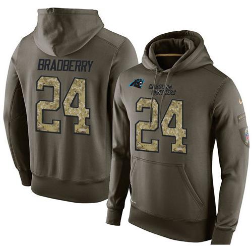NFL Men's Nike Carolina Panthers #24 James Bradberry Stitched Green Olive Salute To Service KO Performance Hoodie